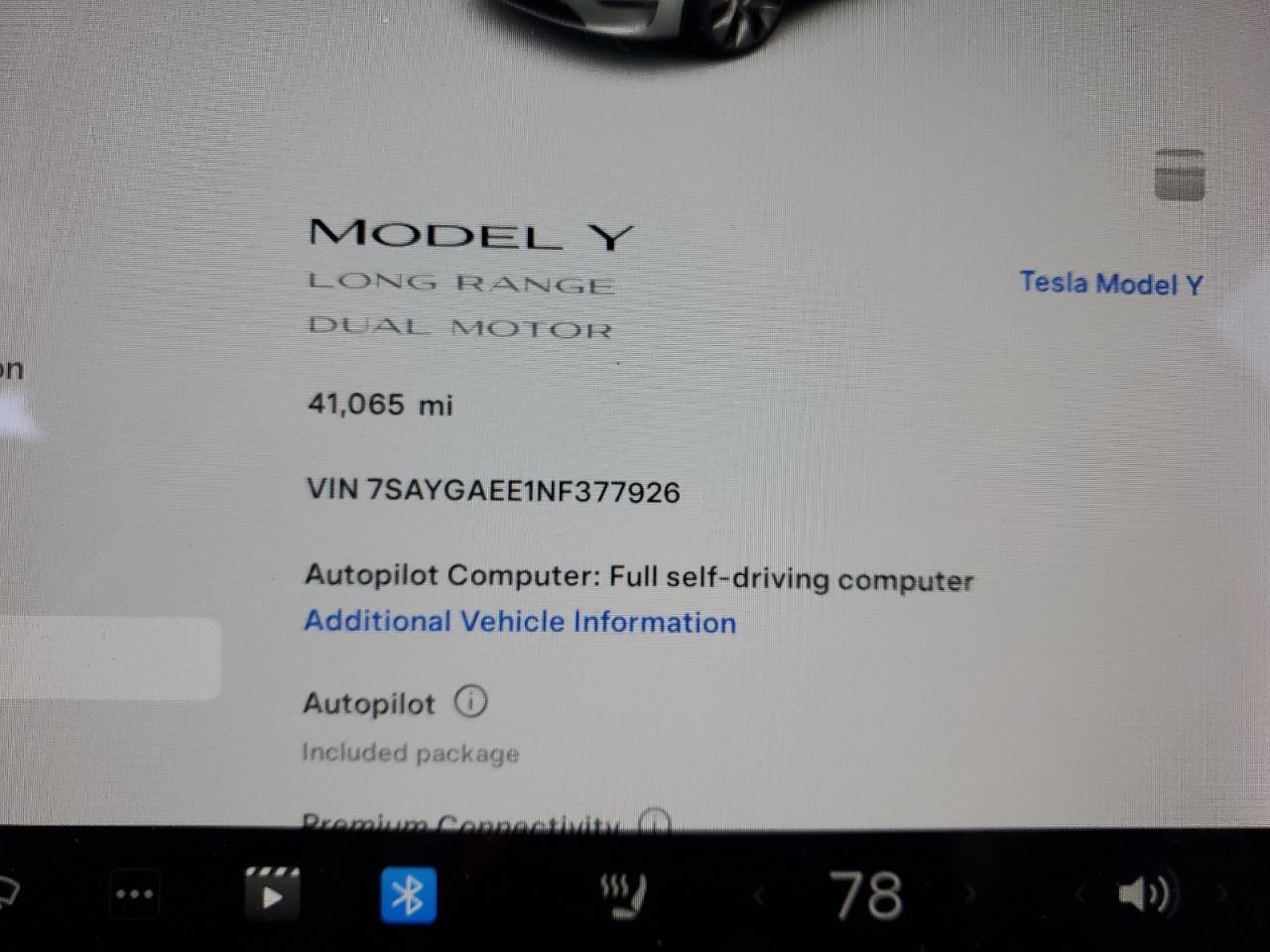 Photo 8 VIN: 7SAYGAEE1NF377926 - TESLA MODEL Y 