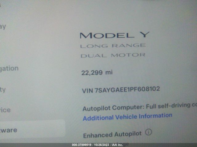 Photo 6 VIN: 7SAYGAEE1PF608102 - TESLA MODEL Y 