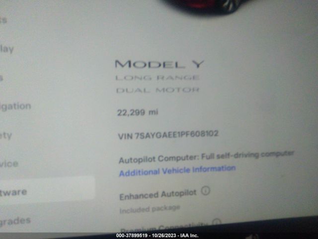 Photo 8 VIN: 7SAYGAEE1PF608102 - TESLA MODEL Y 