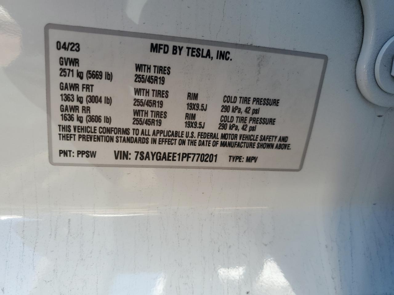 Photo 11 VIN: 7SAYGAEE1PF770201 - TESLA MODEL Y 