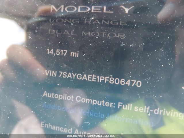 Photo 6 VIN: 7SAYGAEE1PF806470 - TESLA MODEL Y 