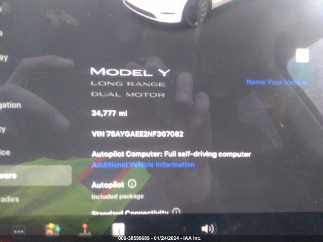 Photo 6 VIN: 7SAYGAEE2NF367082 - TESLA MODEL Y 