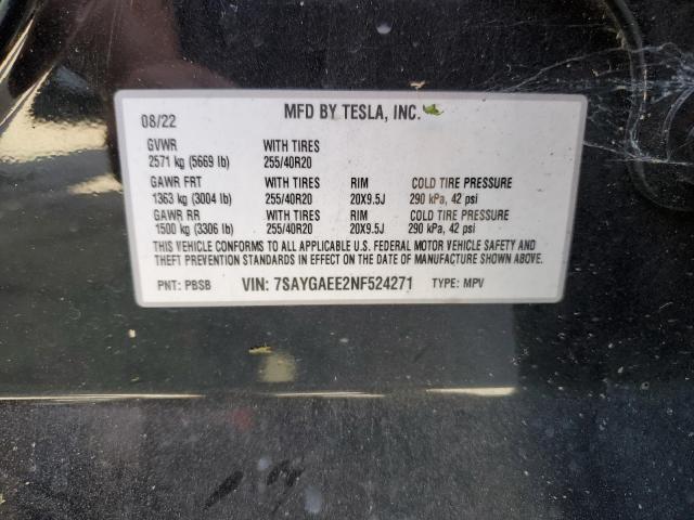 Photo 11 VIN: 7SAYGAEE2NF524271 - TESLA MODEL Y 