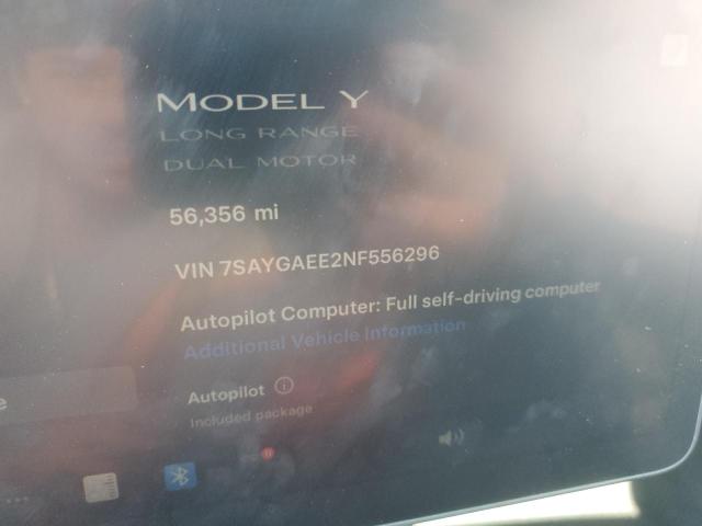 Photo 8 VIN: 7SAYGAEE2NF556296 - TESLA MODEL Y 