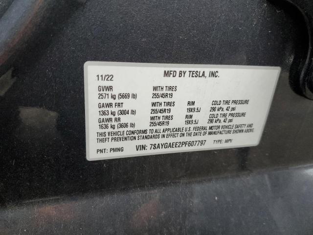 Photo 12 VIN: 7SAYGAEE2PF607797 - TESLA MODEL Y 