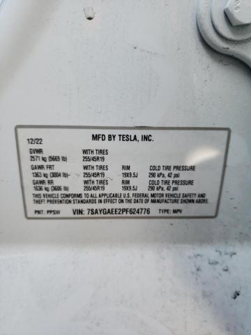 Photo 12 VIN: 7SAYGAEE2PF624776 - TESLA MODEL Y 