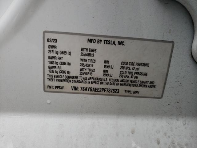 Photo 12 VIN: 7SAYGAEE2PF737823 - TESLA MODEL Y 