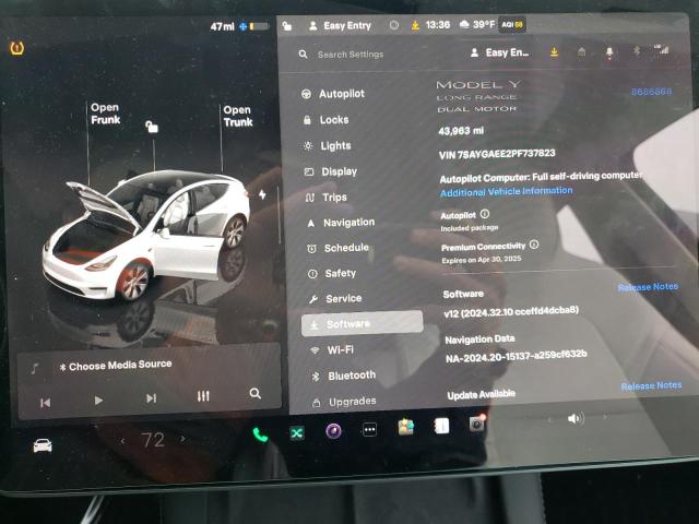 Photo 8 VIN: 7SAYGAEE2PF737823 - TESLA MODEL Y 