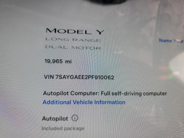 Photo 8 VIN: 7SAYGAEE2PF910062 - TESLA MODEL Y 