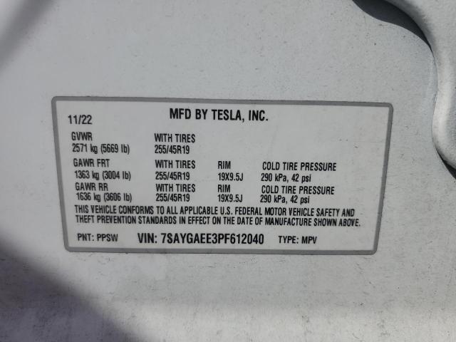 Photo 11 VIN: 7SAYGAEE3PF612040 - TESLA MODEL Y 