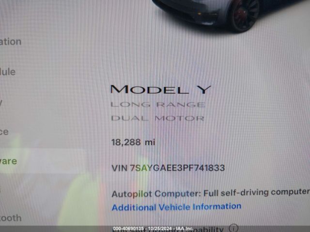 Photo 6 VIN: 7SAYGAEE3PF741833 - TESLA MODEL Y 