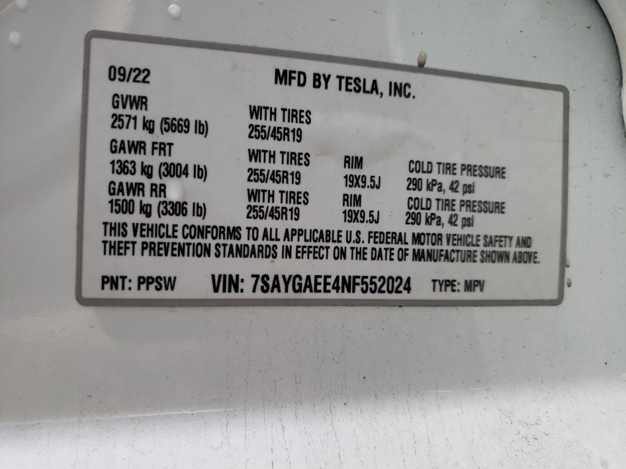 Photo 11 VIN: 7SAYGAEE4NF552024 - TESLA MODEL Y 