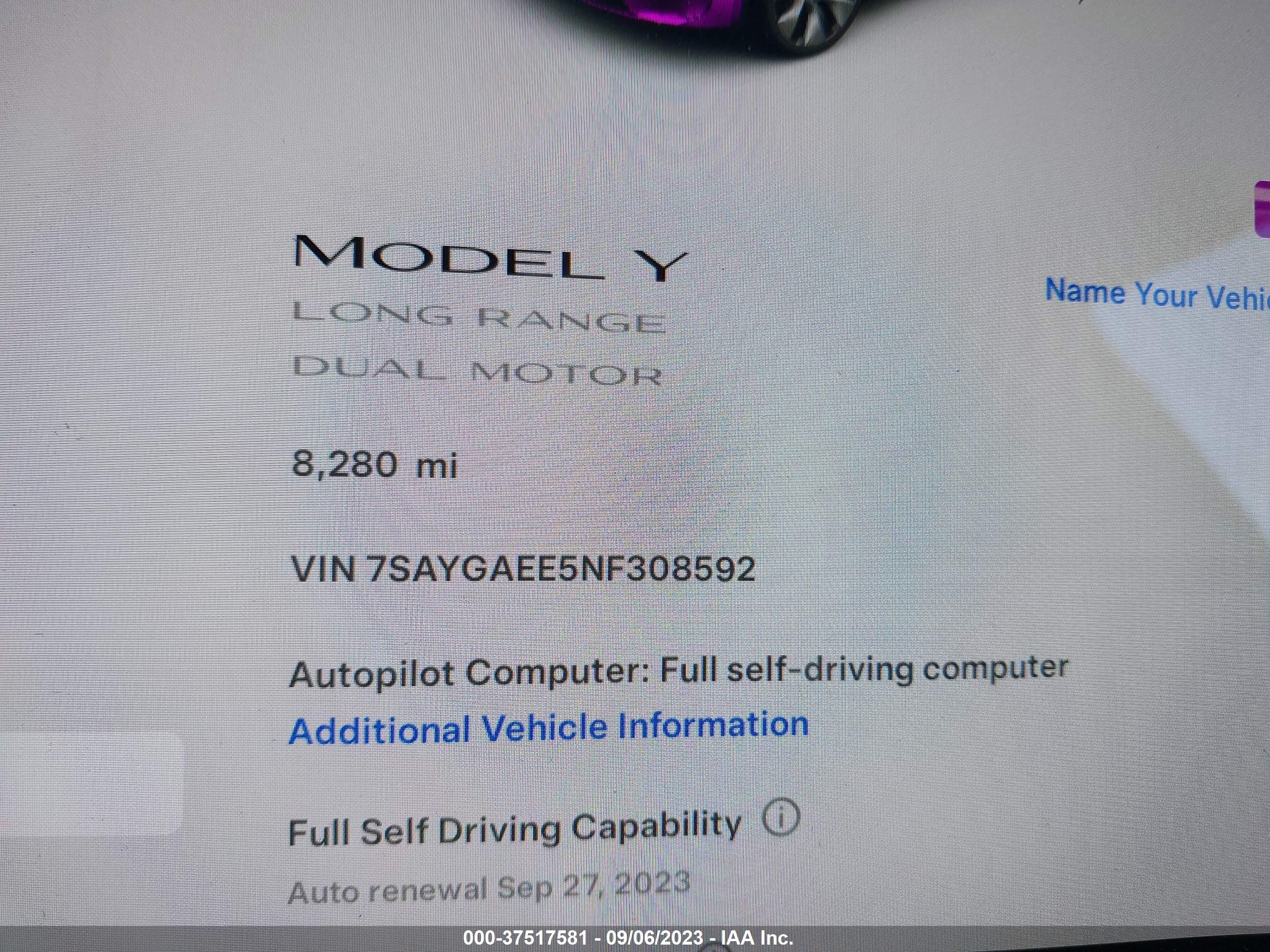 Photo 14 VIN: 7SAYGAEE5NF308592 - TESLA MODEL Y 