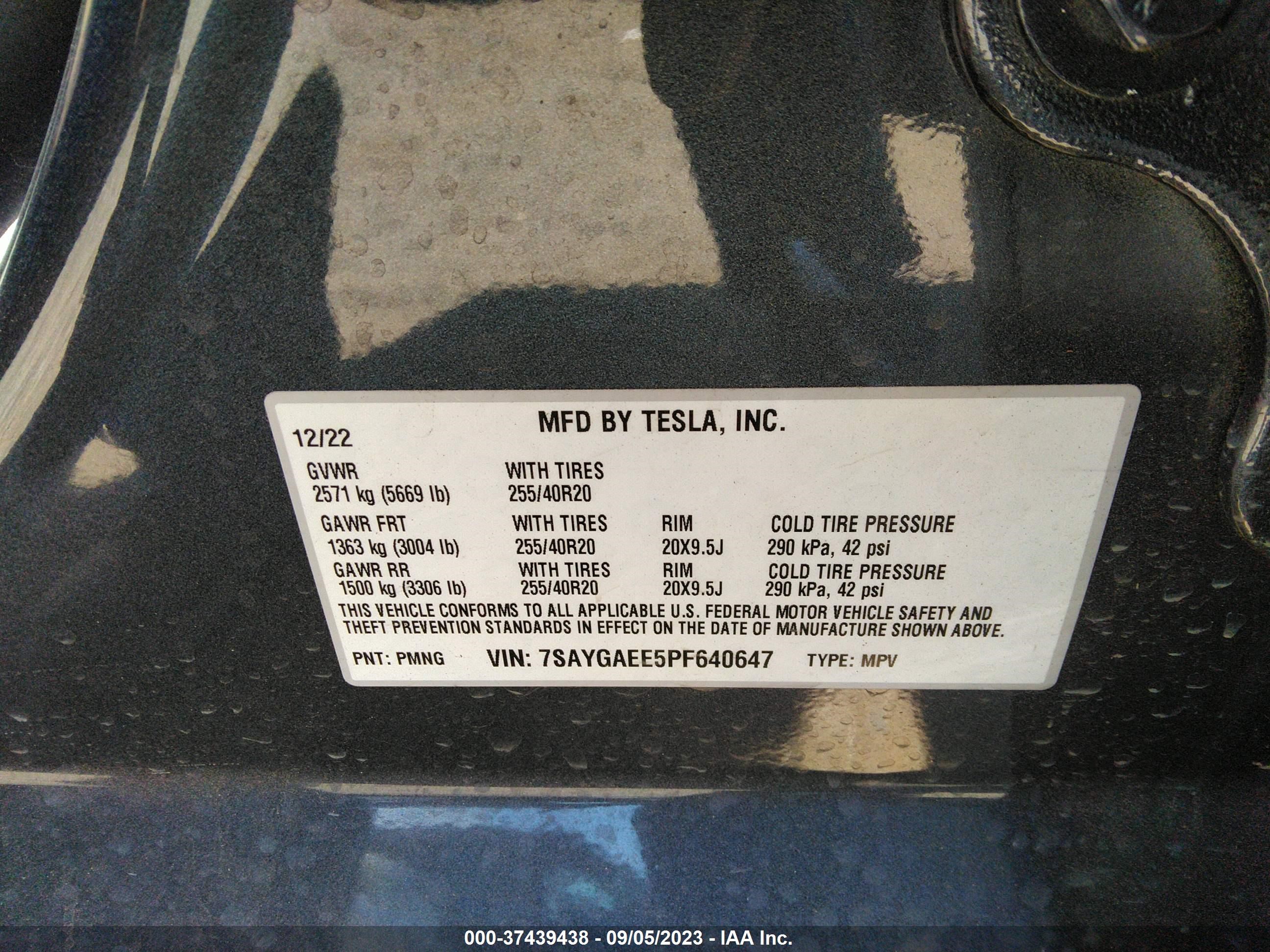 Photo 8 VIN: 7SAYGAEE5PF640647 - TESLA MODEL Y 