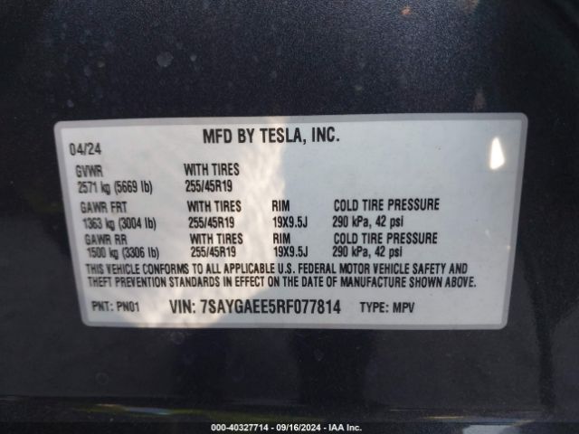 Photo 8 VIN: 7SAYGAEE5RF077814 - TESLA MODEL Y 