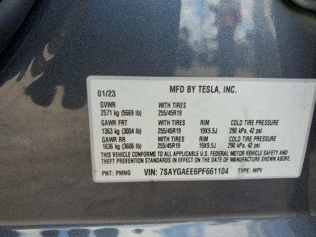 Photo 12 VIN: 7SAYGAEE6PF661104 - TESLA MODEL Y 