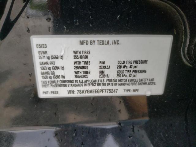 Photo 11 VIN: 7SAYGAEE6PF775247 - TESLA MODEL Y 