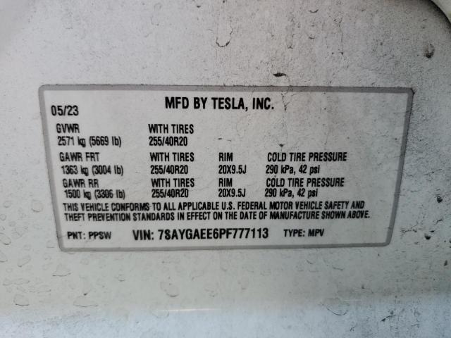 Photo 11 VIN: 7SAYGAEE6PF777113 - TESLA MODEL Y 