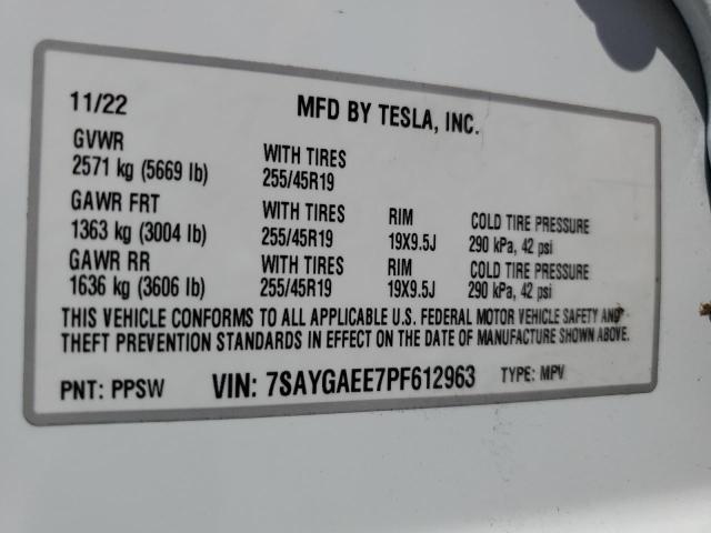 Photo 11 VIN: 7SAYGAEE7PF612963 - TESLA MODEL Y 