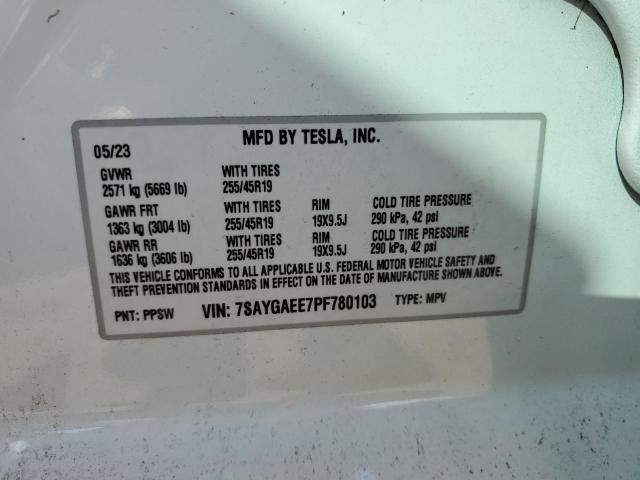 Photo 12 VIN: 7SAYGAEE7PF780103 - TESLA MODEL Y 