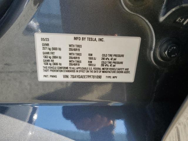 Photo 12 VIN: 7SAYGAEE7PF781090 - TESLA MODEL Y 