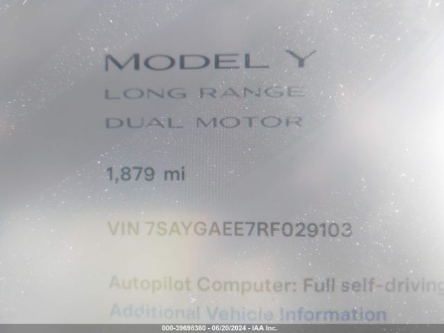 Photo 6 VIN: 7SAYGAEE7RF029103 - TESLA MODEL Y 