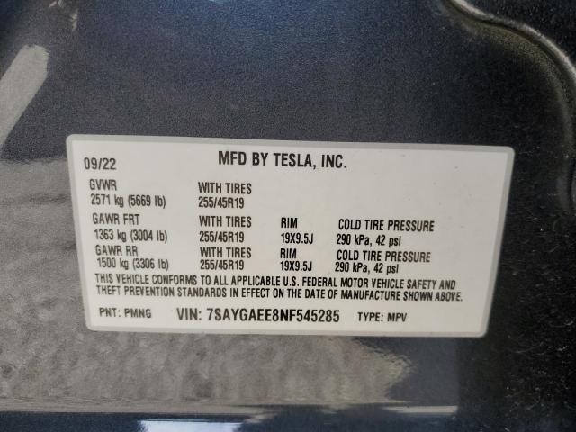 Photo 11 VIN: 7SAYGAEE8NF545285 - TESLA MODEL Y 