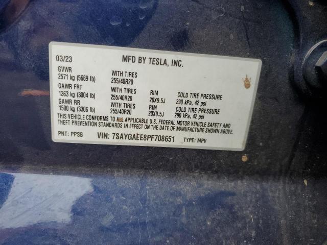 Photo 11 VIN: 7SAYGAEE8PF708651 - TESLA MODEL Y 