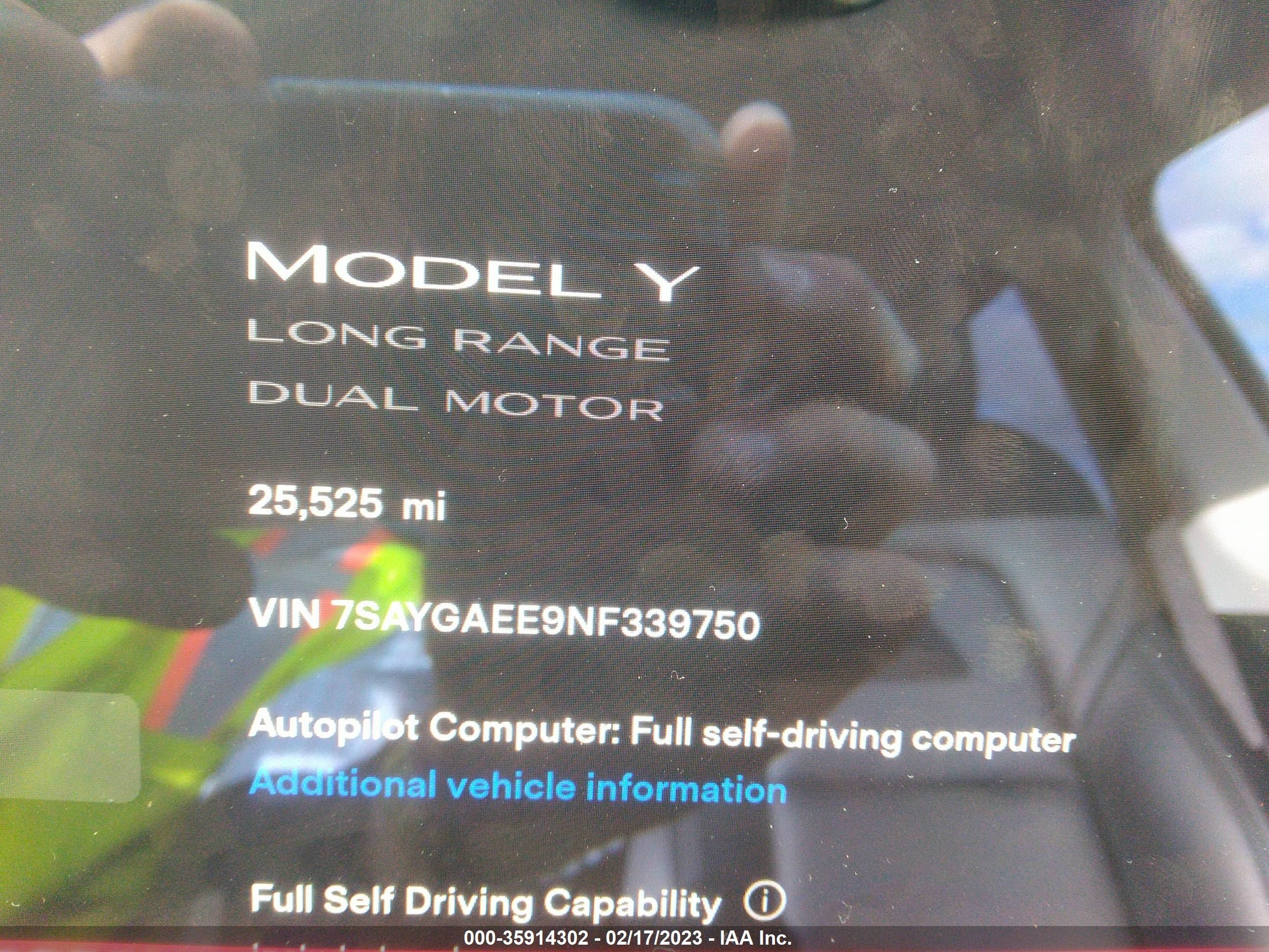 Photo 6 VIN: 7SAYGAEE9NF339750 - TESLA MODEL Y 