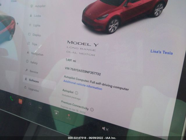 Photo 6 VIN: 7SAYGAEE9NF357732 - TESLA MODEL Y 