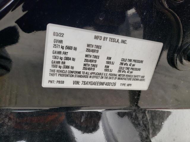 Photo 12 VIN: 7SAYGAEE9NF400126 - TESLA MODEL Y 