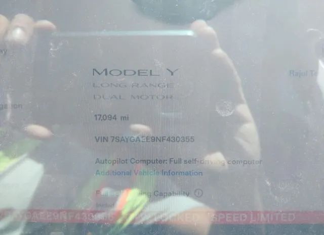 Photo 6 VIN: 7SAYGAEE9NF430355 - TESLA MODEL Y 