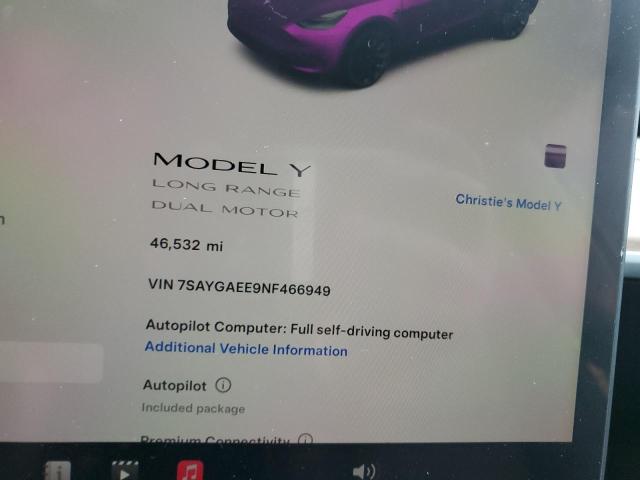 Photo 8 VIN: 7SAYGAEE9NF466949 - TESLA MODEL Y 