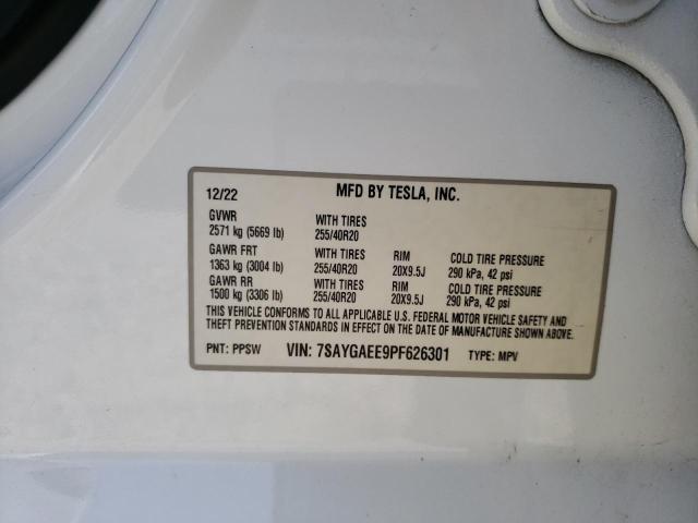 Photo 12 VIN: 7SAYGAEE9PF626301 - TESLA MODEL Y 