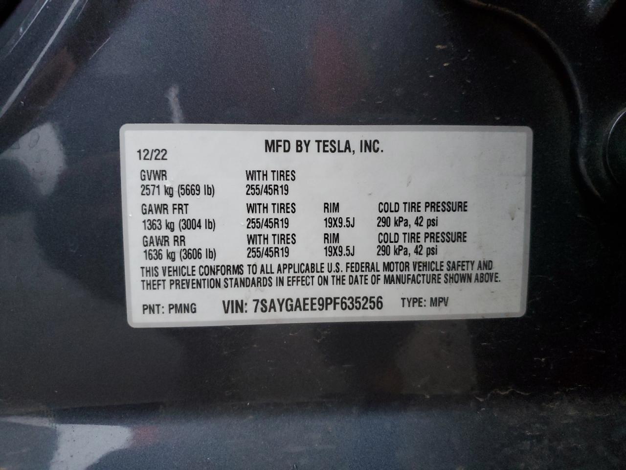 Photo 12 VIN: 7SAYGAEE9PF635256 - TESLA MODEL Y 