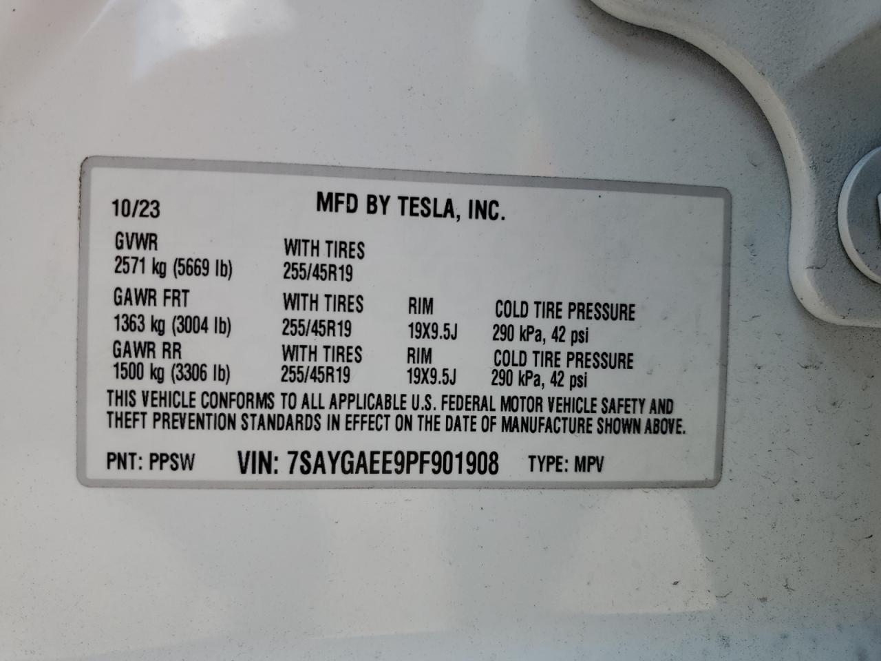 Photo 13 VIN: 7SAYGAEE9PF901908 - TESLA MODEL Y 