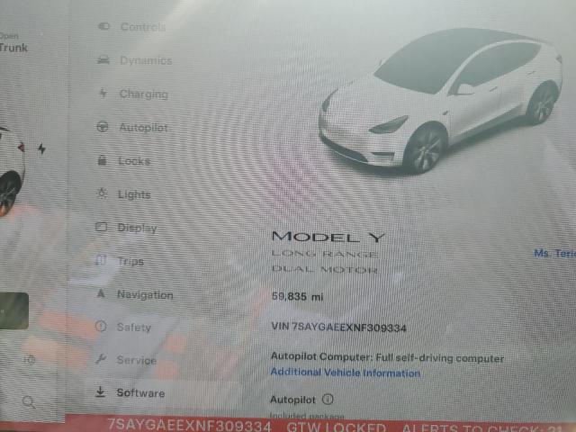 Photo 8 VIN: 7SAYGAEEXNF309334 - TESLA MODEL Y 