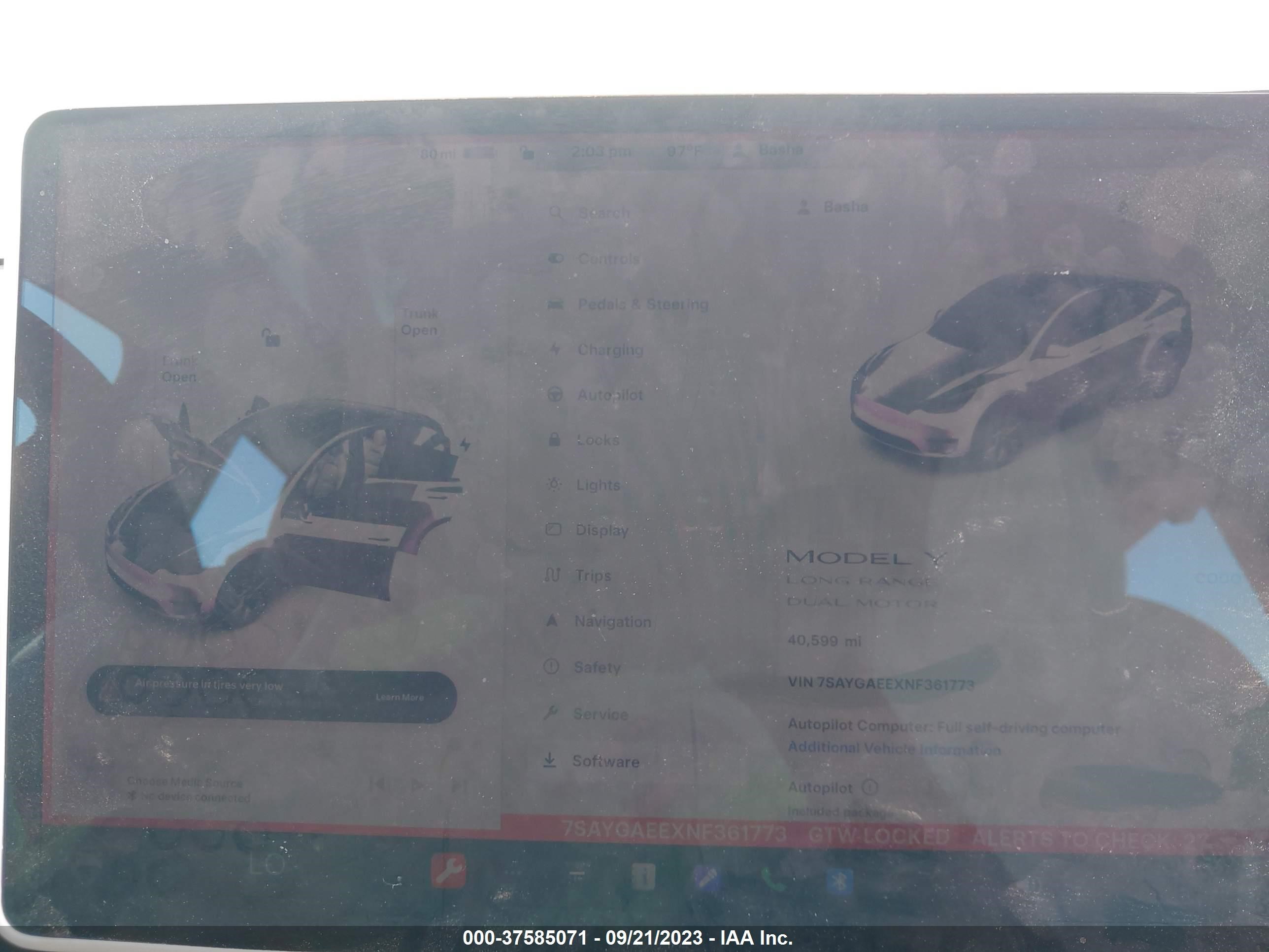 Photo 6 VIN: 7SAYGAEEXNF361773 - TESLA MODEL Y 