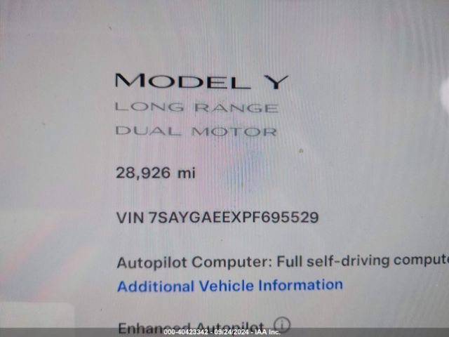 Photo 6 VIN: 7SAYGAEEXPF695529 - TESLA MODEL Y 