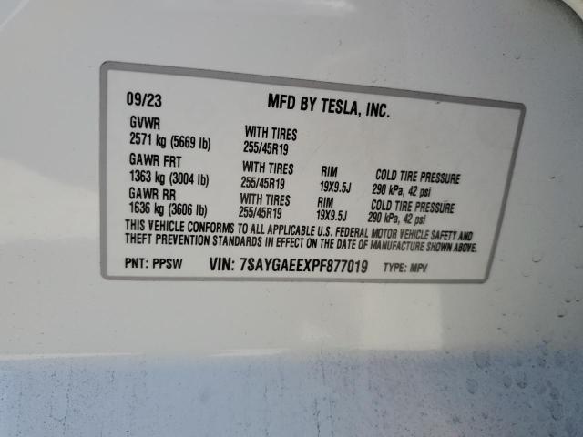 Photo 11 VIN: 7SAYGAEEXPF877019 - TESLA MODEL Y 