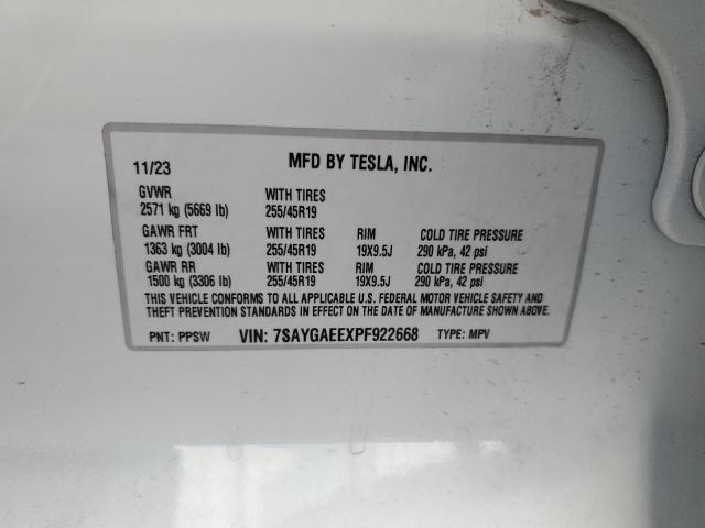 Photo 12 VIN: 7SAYGAEEXPF922668 - TESLA MODEL Y 