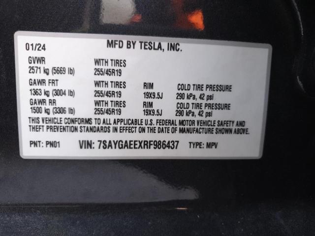 Photo 12 VIN: 7SAYGAEEXRF986437 - TESLA MODEL Y 