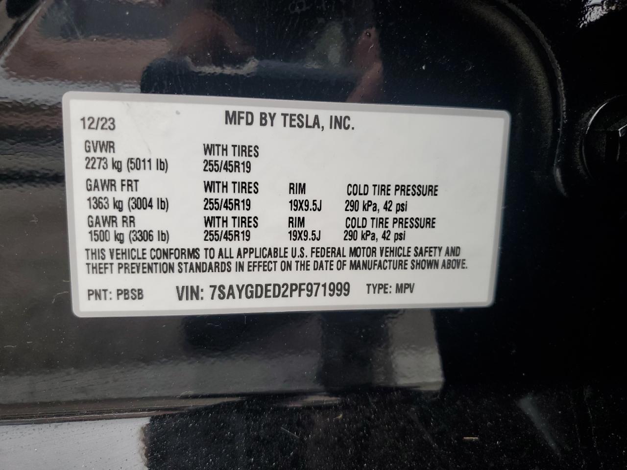 Photo 11 VIN: 7SAYGDED2PF971999 - TESLA MODEL Y 