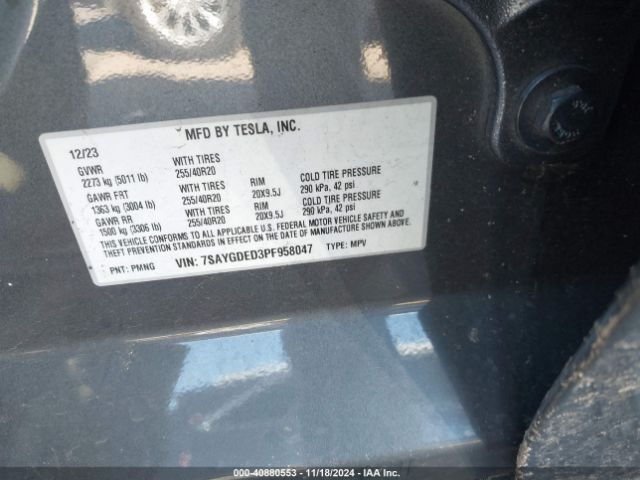 Photo 8 VIN: 7SAYGDED3PF958047 - TESLA MODEL Y 