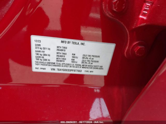 Photo 8 VIN: 7SAYGDED3PF977553 - TESLA MODEL Y 