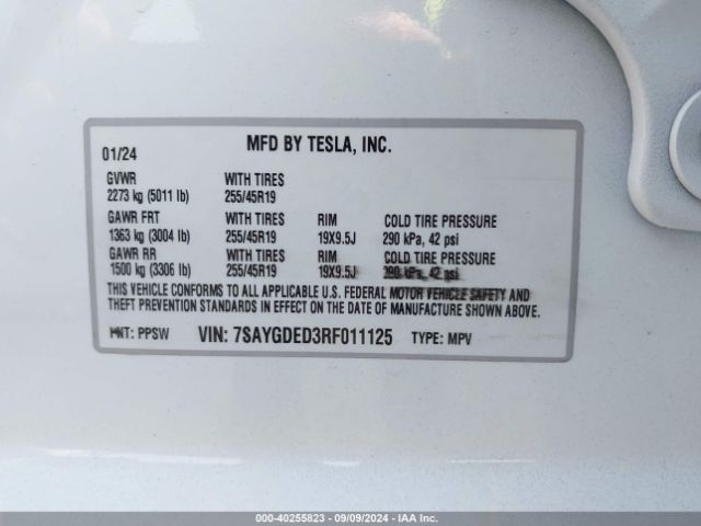 Photo 8 VIN: 7SAYGDED3RF011125 - TESLA MODEL Y 