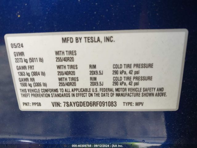 Photo 8 VIN: 7SAYGDED6RF091083 - TESLA MODEL Y 