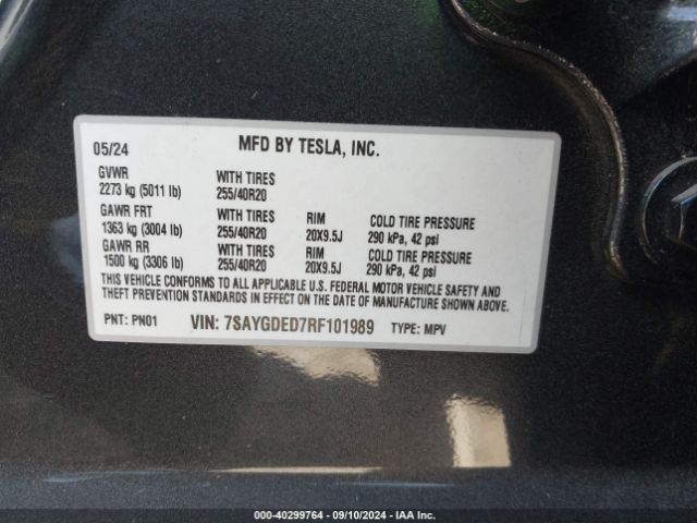 Photo 8 VIN: 7SAYGDED7RF101989 - TESLA MODEL Y 