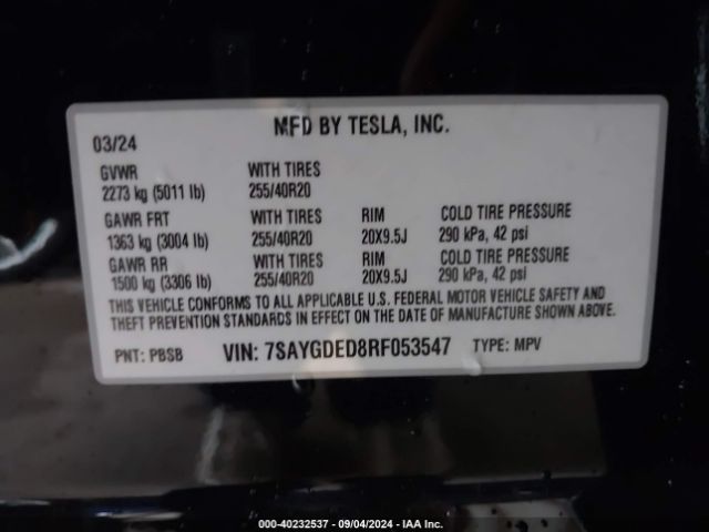 Photo 8 VIN: 7SAYGDED8RF053547 - TESLA MODEL Y 