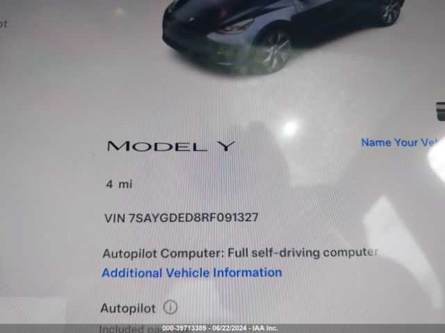 Photo 6 VIN: 7SAYGDED8RF091327 - TESLA MODEL Y 